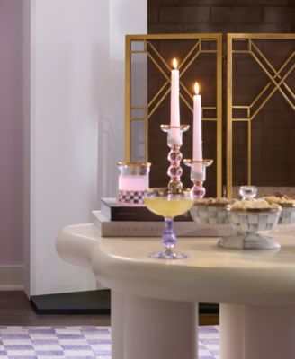 Violet Check Handmade Tumbler Glasses, Set of 2