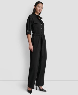 Women's Adjustable Waist Crewneck Jumpsuit