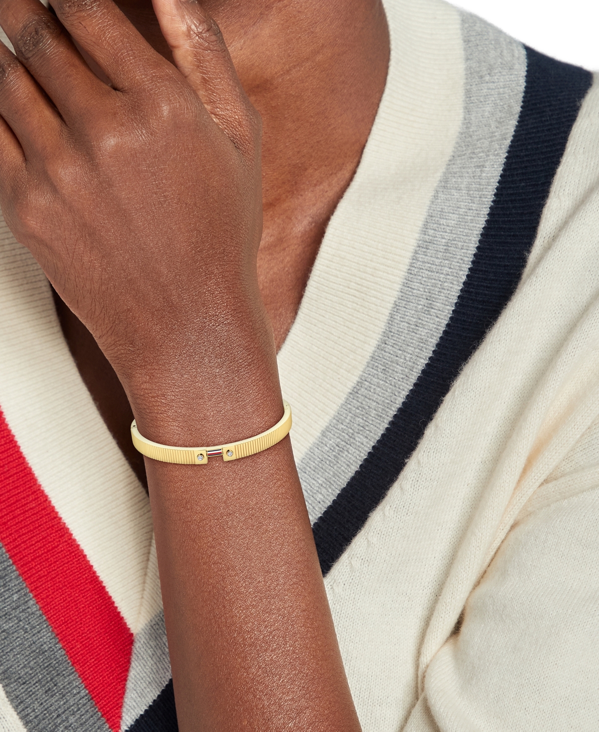 Tommy Hilfiger Women's Stripes Gold-Plated Stainless Steel Bracelet