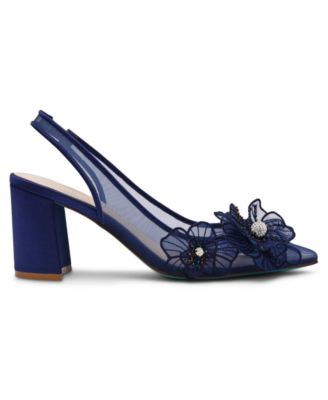 Women's Petra Flower Applique Slingback Pumps