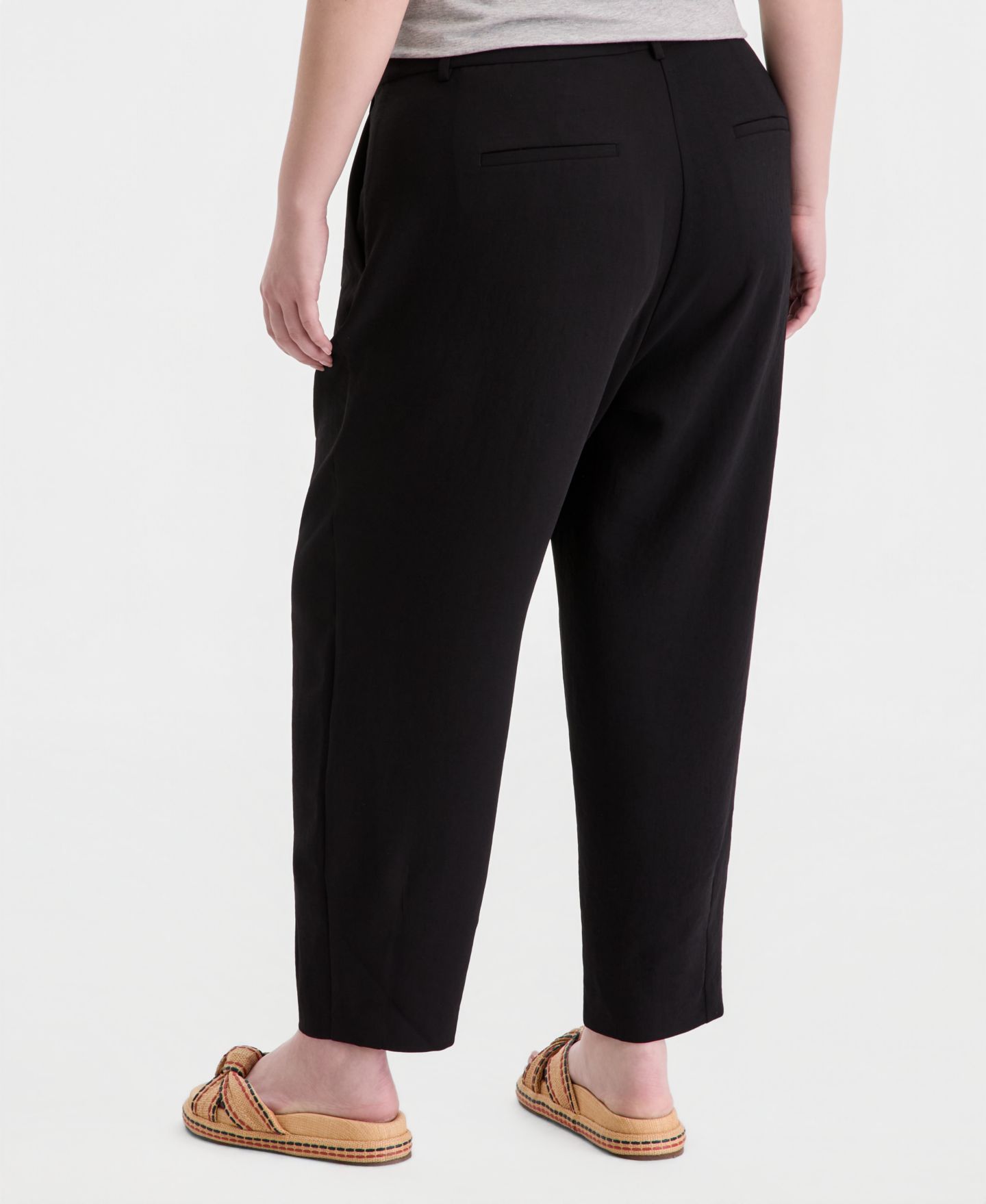 Женские брюки On 34th Trendy Plus Size Barrel-Leg, цвет: Глубокий чёрный — фото 3