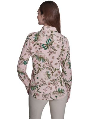 Women's Slim Fit Floral Collared Blouse
