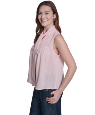 Women's Sleeveless Tie Neck Blouse