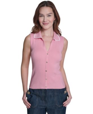 Women's Sleeveless Collared Sweater