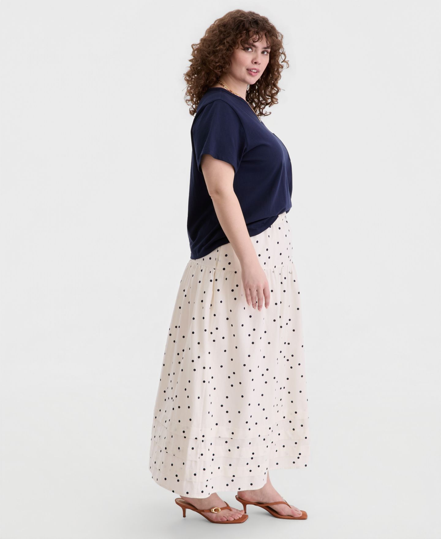 Женская юбка On 34th Trendy Plus Size Dot Print Maxi, цвет: Winter Ivry Cmb — фото 2