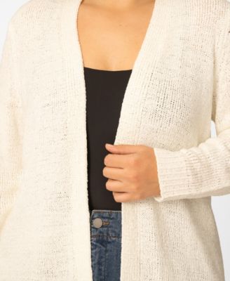 Plus Size Jersey Stitch Long Open Front Cardigan