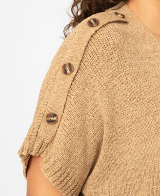 Plus Size Button Shoulder Flyaway Open Front Cardigan