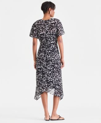 Women's Printed Ruched Midi Dress
