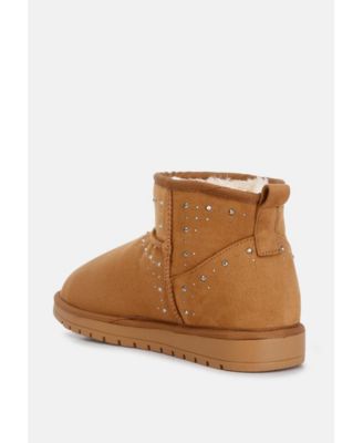 Womens winifred rhinestone embellished fur lined boots