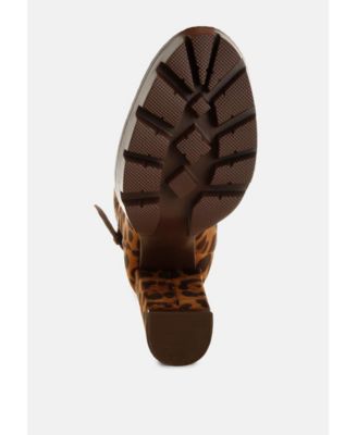 Womens Fremont Leopard Print Chunky Boots