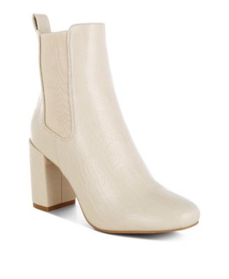 Womens Babbel Faux Leather Block Heel Ankle Boots