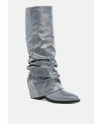 Womens Capella Fold-Over Slouchy Denim Boot