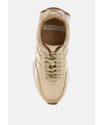 Womens Mujori Metallic Pleather Studded  Sneakers