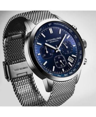 Chronoport 4082 Men s Quartz Chronograph Watch, 44mm Stainless Steel Mesh Bracelet