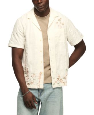 Men's Embroidered Short Sleeve Button-Up