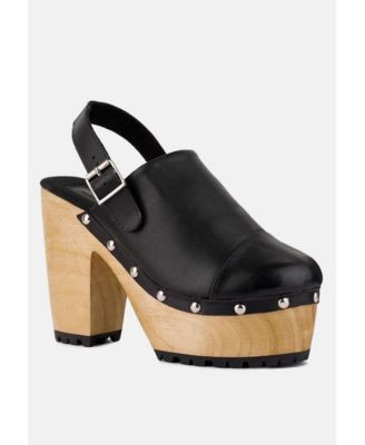 ALONA Womens Slingback High Block Heeled Clogs