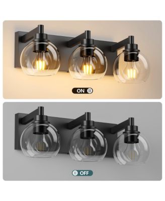 Bathroom Vanity Light,Modern 3-Light Bathroom Lighting Fixtures Over Mirror with Clear Glass Shade and Metal Base