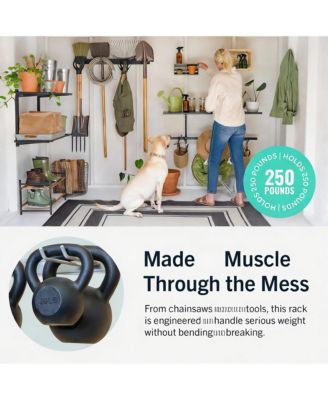 Wall-Mounted Garden Tool Rack - 4 Hooks, Heavy-Duty Steel, 250lb Capacity