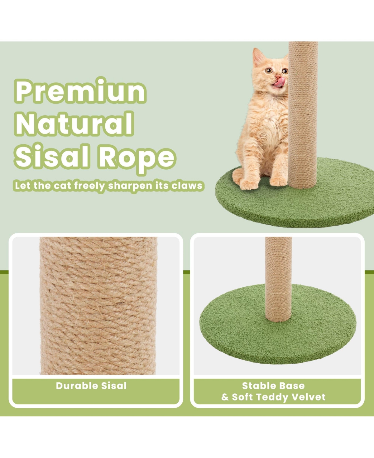 Zeus & Ruta 33" Cat Scratching Post: Tall Scratcher with Dangling Ball for Indoor Cats