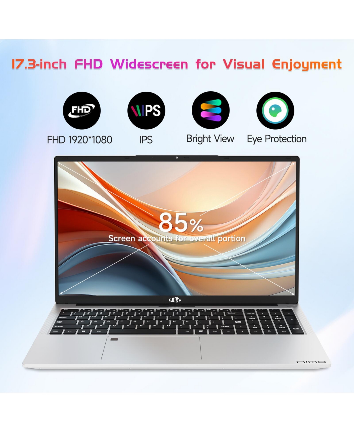 Nimo 17.3" Ips Fhd-Laptop Intel 6 Cores i3-1215U 16GB Ram 512GB Ssd 4.4GHz