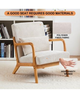 Mid-Century Modern Chair with Pillow Upholstered and Solid Wood Frame