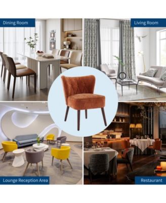 Mid-Century Modern Tufted Fabric Accent Chair, Armless Lounge Chair with Solid Wood Legs for Living Room