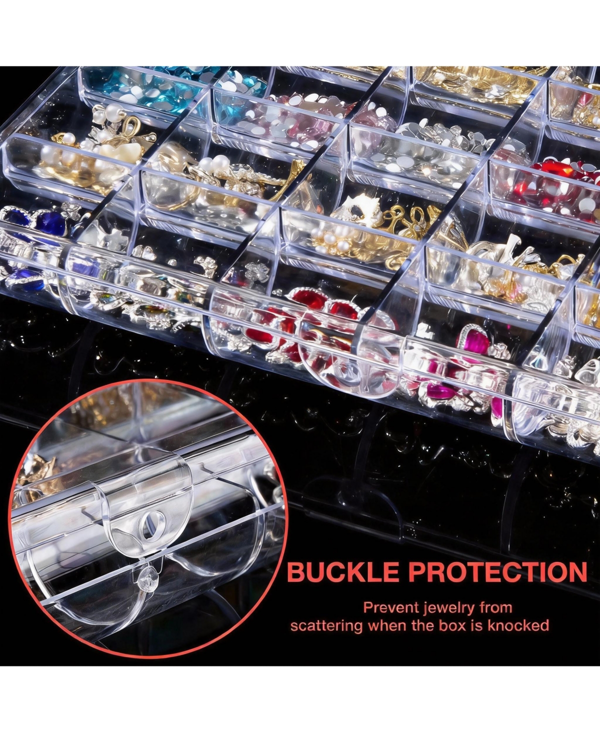 Yigii 24-Compartment Clear Organizer for Jewelry and Small Supplies