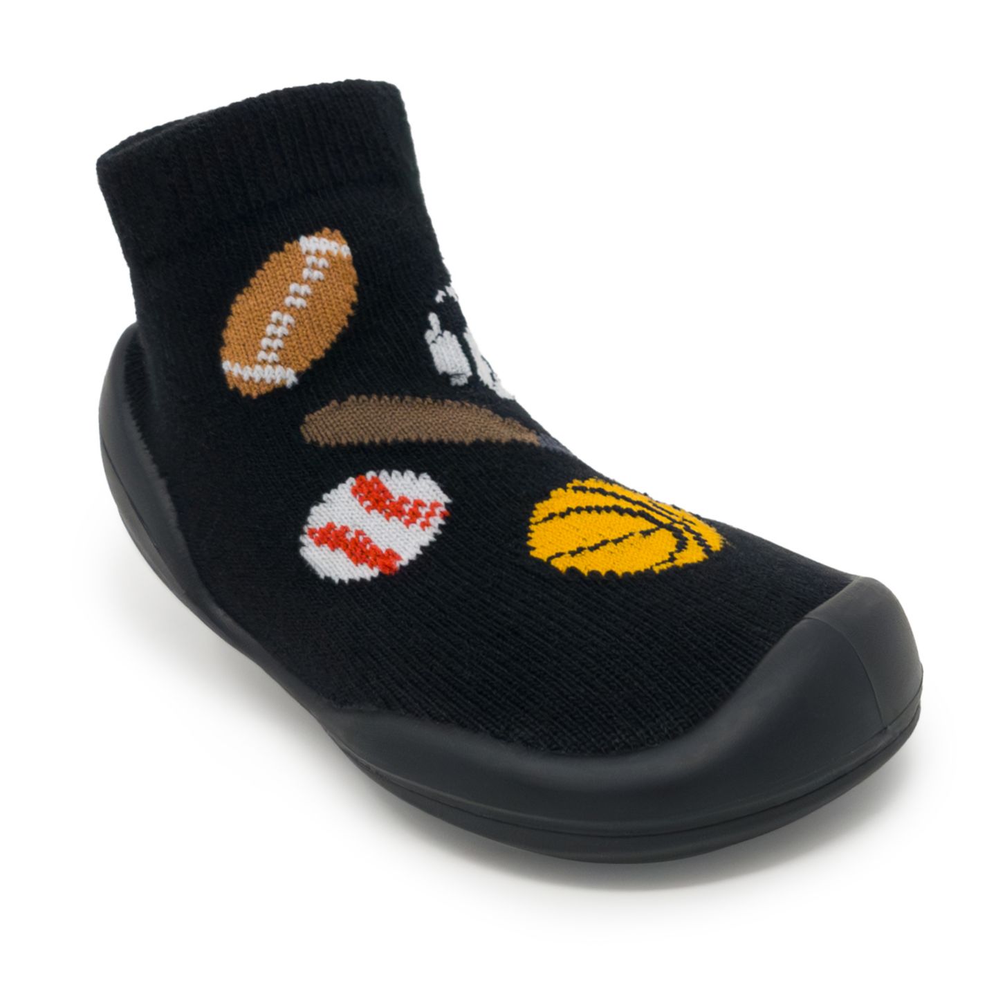 Обувь Komuello First Walk Sock Shoes Playball для мальчиков-малышей, цвет: Чёрный — фото 1