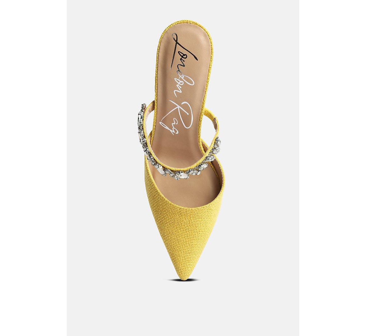 Greta Diamante Embellished Kitten Heel Mules