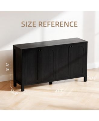 55" Black Sideboard Buffet Cabinet Modern Storage Credenza with Doors Heavy Duty Wood Media Console for Living Room Hallway Entryway