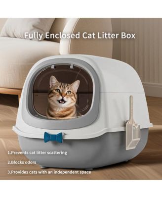 Penguin-Shaped Enclosed Cat Litter Box