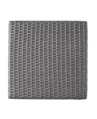 Outdoor Faux Wicker Side Table Powder Coated Iron Frame Grey Accent Table for Patio Extra Holding Space