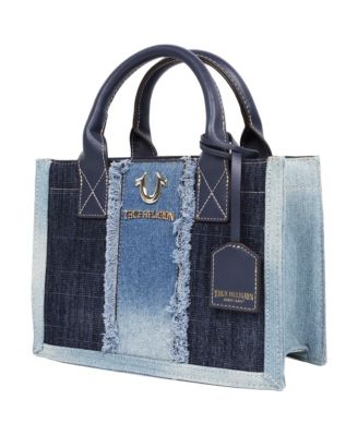 Frayed Denim Modern Tote with Removable Strap