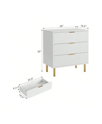 3-Drawer Wood Dresser Chest, Large Modern Nightstand Storage Organizer for Bedroom Clothes