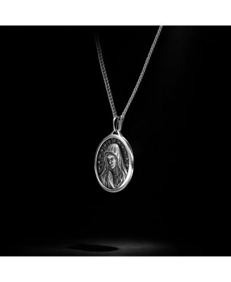 Unisex Virgin Mary Pendant – 21" Silver Chain