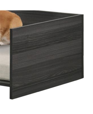 47" Pet Bed Sofa with Storage, Ash Gray Modern Dog Bed & Cat Couch, Plush Cushion & Side Compartment
