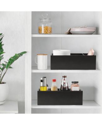 YIGII Wooden Pantry Organizer with 4 Slots for Dressings, Seasonings, and Snacks