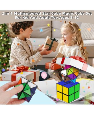 2-in-1 Split Magic Cube, Transformable Fidget Toy, Morphs into Star & More