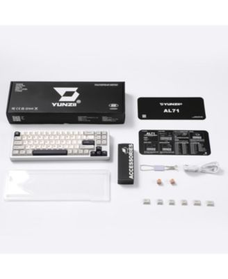 AL71 75% Mechanical Keyboard,Full Aluminum CNC,Hot Swappable Gasket,2.4GHz Wireless BT5.0/USB-C Wired,NKRO Programmable RGB Backlight Creamy