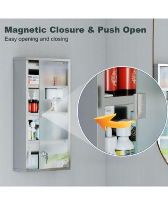 HOMCOM Wall Medicine Cabinet with Lock, Lockable Wall Cabinet,