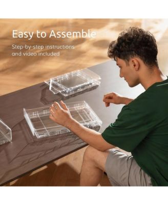 Stackable Baseball Cap Organizer with Clear View and Slide Drawer