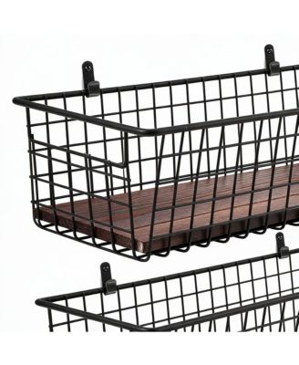 2 Pack Metal Wire Wall Baskets with Handles for Home Decor