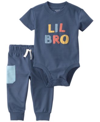 Baby Boys' Lil Bro' Short-Sleeve Bodysuit & Pants, 2-Piece Set