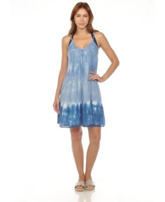 Women's Spaghetti Strap Tiered Short Swim Dress