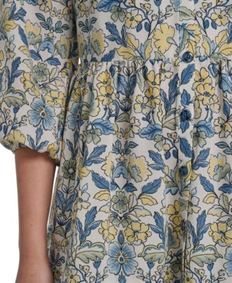 Women's Button Placket Tiered Short Dress