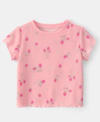 Girls' Toddler 2T-5T Strawberry Loose-Fit Top and Pants, 2-Piece Pajama Set