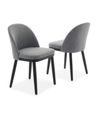 Modern Wooden Dining Chairs Set, Fabric Upholstered High Back Deep Seat Kitchen & Dining Room Chairs