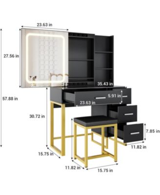 Vanity Desk Lights and Power Outlets - Makeup Table Charging Station for Bedrooms, Apartments, Easy to Assemble