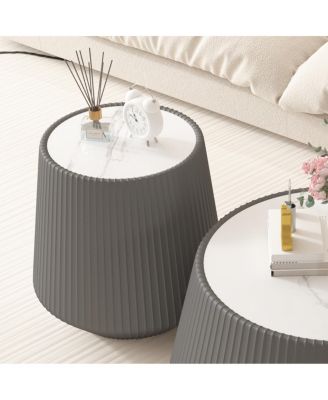 Modern Leather Sofa Coffee Table with Sintered Stone Top