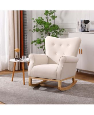 Flynama Modern High Back Nursery Rocking Chair Comfortable Fabric ...
